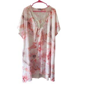 Jennifer Lopez Intimates Caftan Lounge Nightgown Boho Silky Eyelash Lace Sz XL